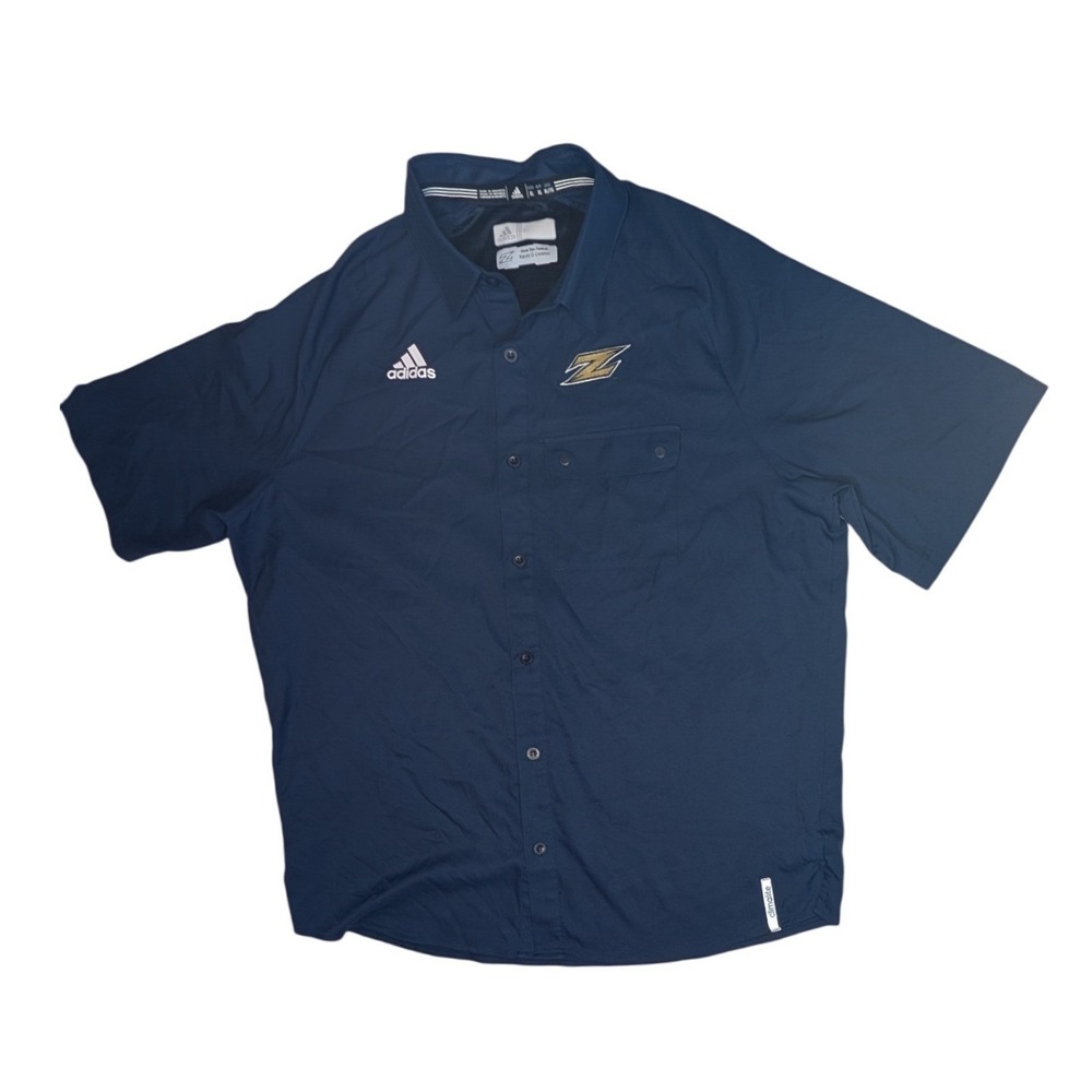 Adidas Button Down Shirt Mens XL Navy Akron Zips Football Climalite Team Issue